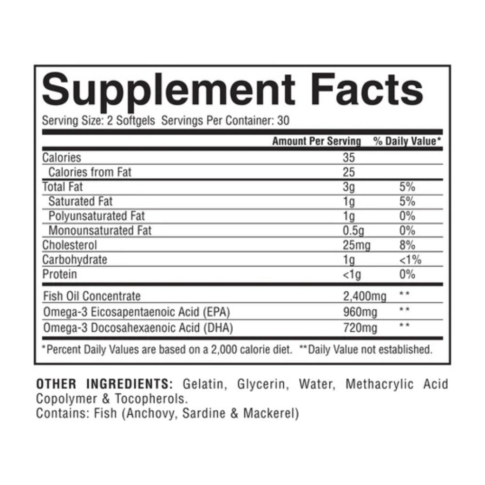 Omega 3 Gaspari Nutrition Fish Oil DHA 720MG EPA 960MG 60 Capsulas