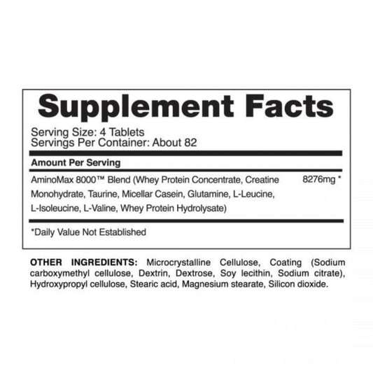 Aminoácidos AminoMax 8000 BCAA Gaspari Nutrition 325 Tabletas