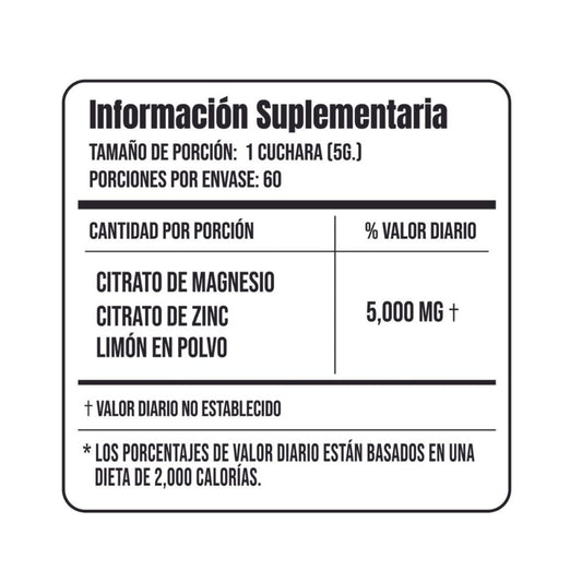 INFORMACIOIN NUTRIICIONAL CITRATO DE MAGNESIO ZENDLAB