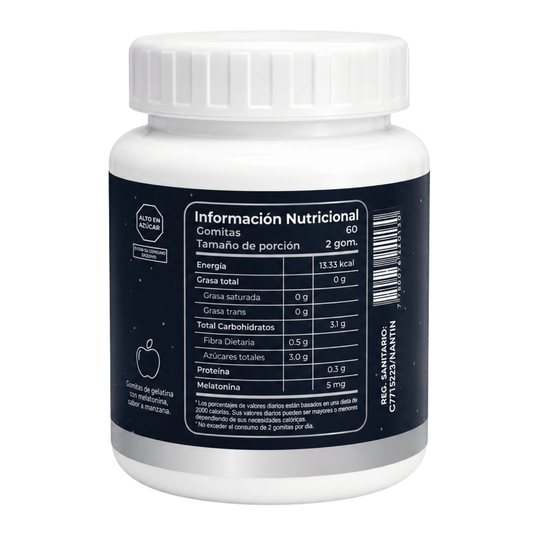 Información de gomitas de melatonina 5 mg ZENDLAB 60 unidades