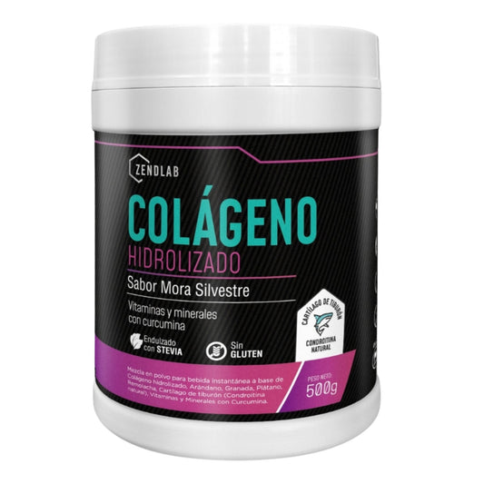 Colágeno hidrolizado Premium Zendlab 500gr Piel Cabello y uñas Sabor Mora Silvestre