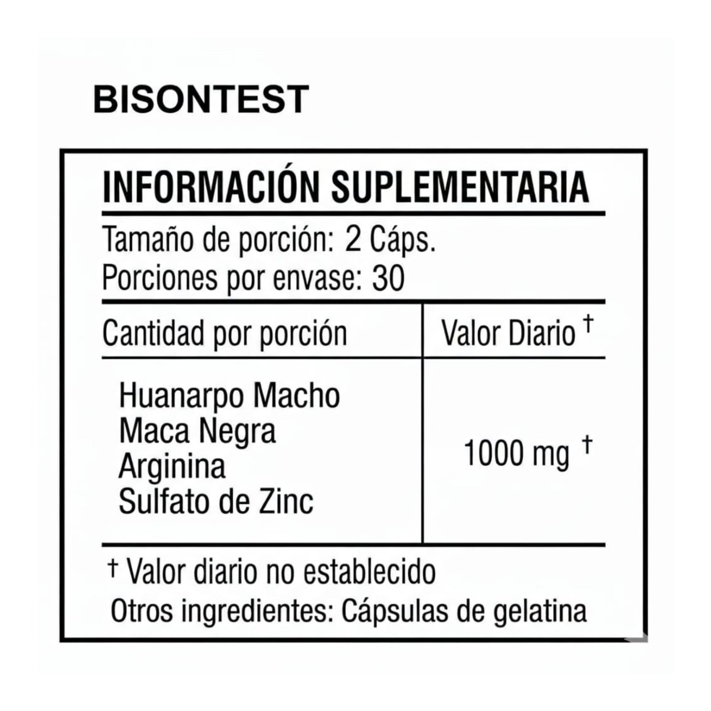 BISONTEST HUANARPO MACA NEGRA 60 CAPSULAS ZENDLAB