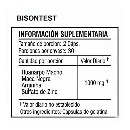 BISONTEST HUANARPO MACHO MACA NEGRA 60 CAPSULAS ZENDLAB