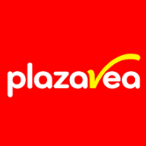 Logo de Plaza Vea sobre fondo rojo uniforme