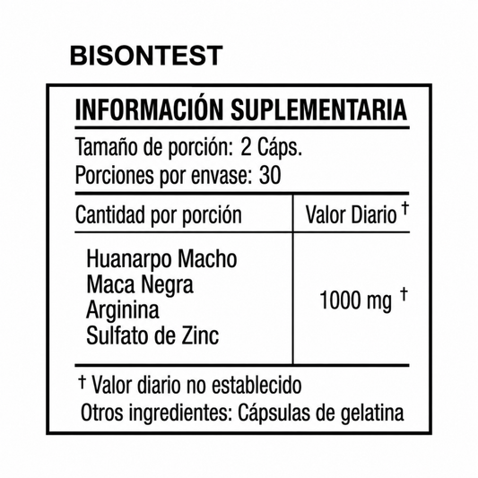 BISONTEST HUANARPO MACHO MACA NEGRA 60 CAPSULAS ZENDLAB