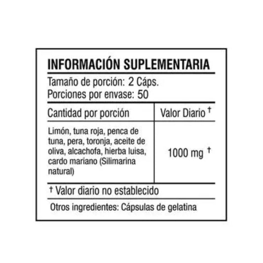 Cardo Mariano Silimarina 300mg y Alcachofa LIV PROTEC 100 Cápsulas ZENDLAB